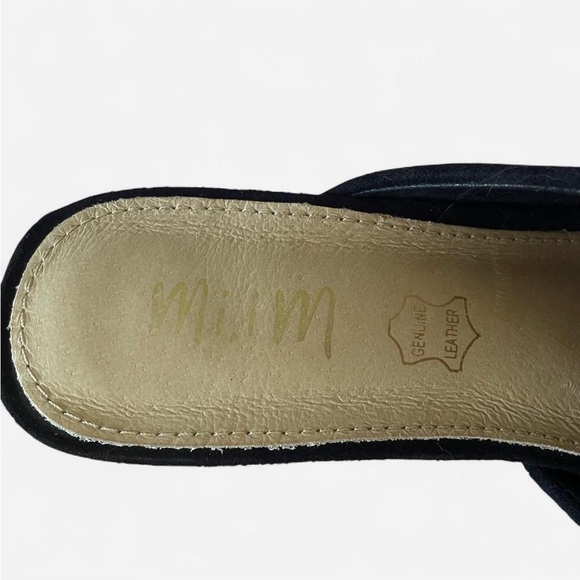 Mi.im Naomi Suede Cork Wedge Slip On Sandals in Black - Picture 5 of 7